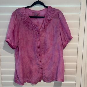 Johnny Was Pink Ruffled Blouse